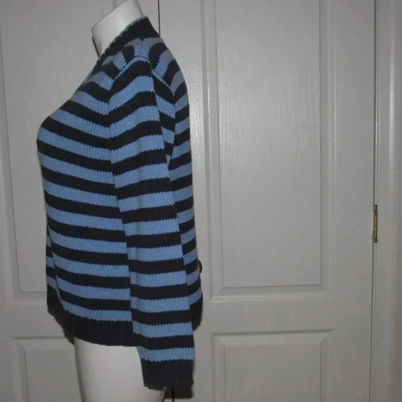 Vintage LIZ CLAIBORNE Long Sleeve Blue Stripe Pullover Sweater Size XL - Picture 2 of 4